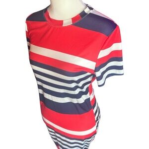 Stylish Red and Blue Striped Women's Dress.